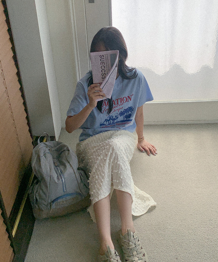 ポップコーンロングスカート CREAM