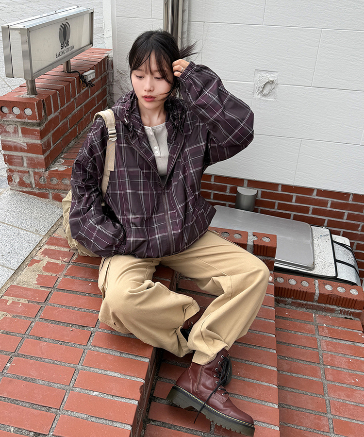 チェックウィンドブレーカー｜ジャンパー｜韓国ファッション通販 SONA