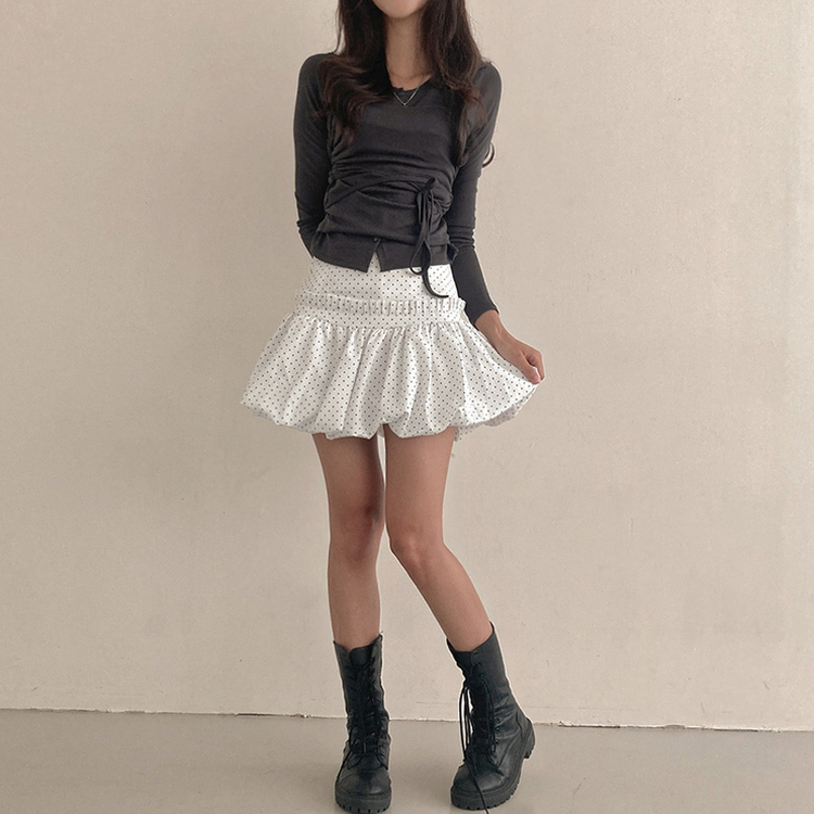 ドットフリルバルーンミニスカート WHITE