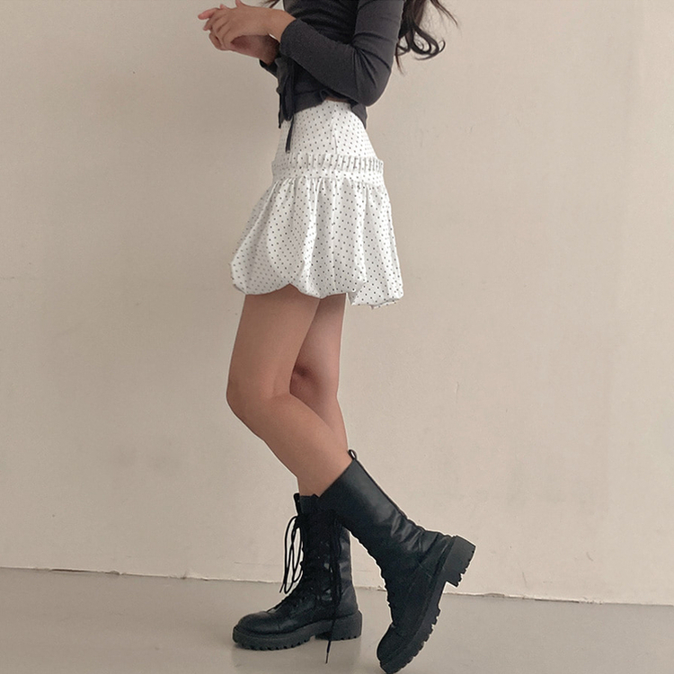 ドットフリルバルーンミニスカート WHITE