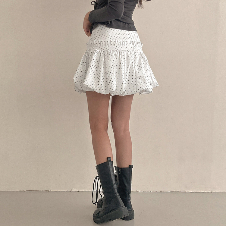 ドットフリルバルーンミニスカート WHITE