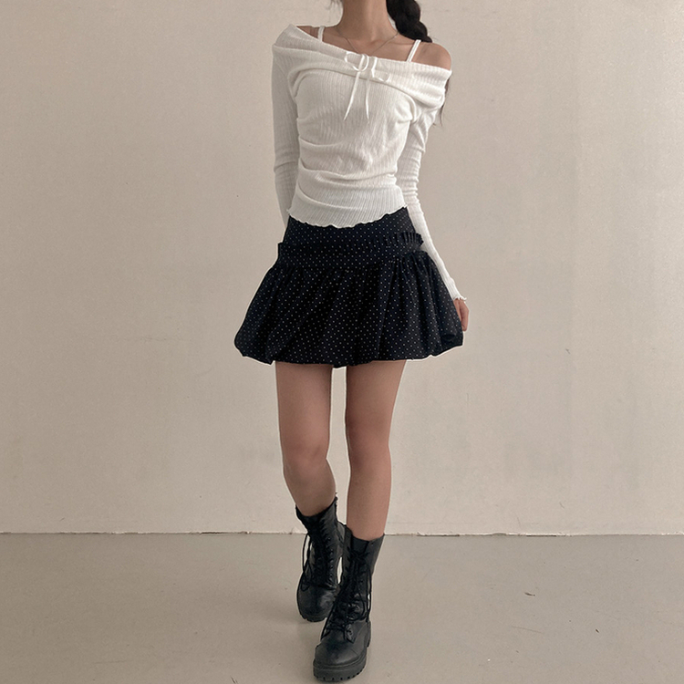 ドットフリルバルーンミニスカート BLACK