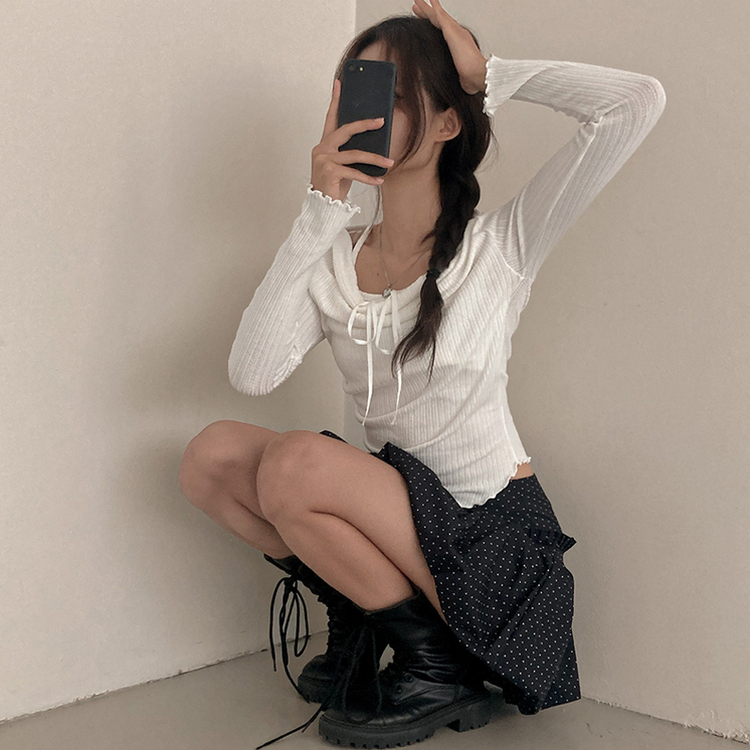 ドットフリルバルーンミニスカート BLACK