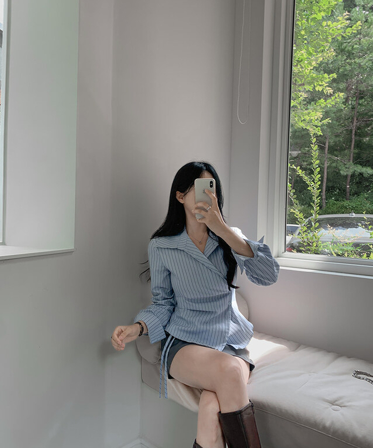 アンバランスラップシャツ SKY BLUE