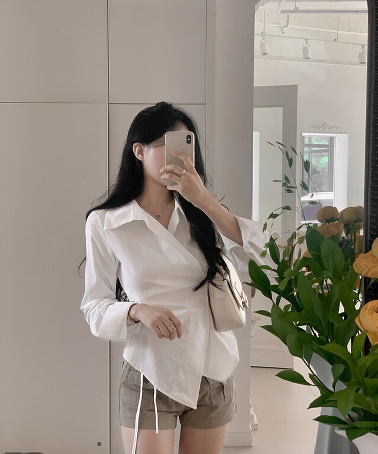 アンバランスラップシャツ IVORY