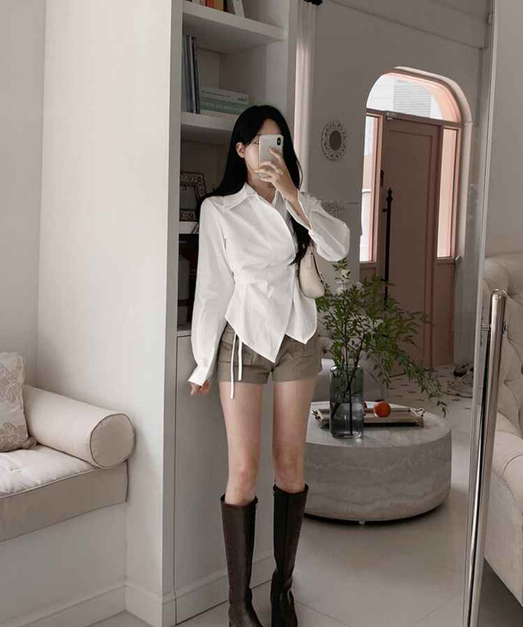 アンバランスラップシャツ IVORY