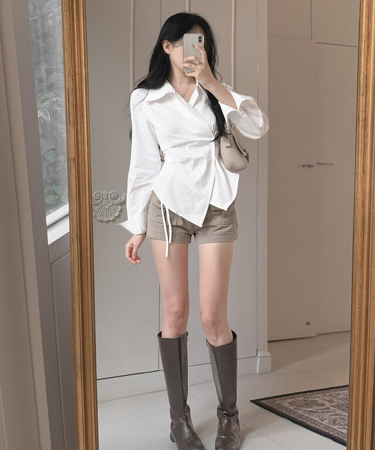 アンバランスラップシャツ IVORY