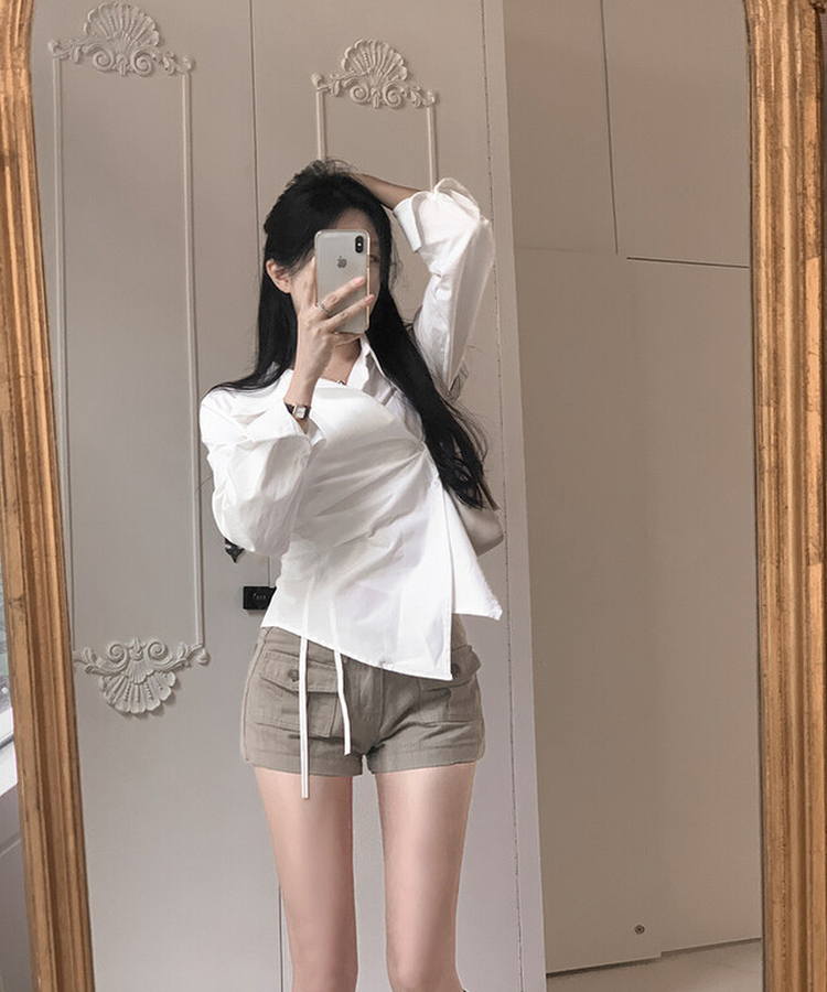 アンバランスラップシャツ IVORY