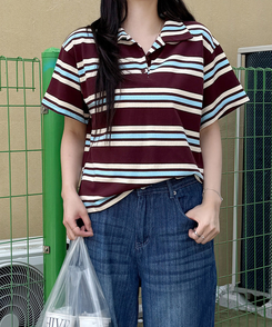 ストライプカラーTシャツ｜半袖Tシャツ｜韓国ファッション通販 SONA