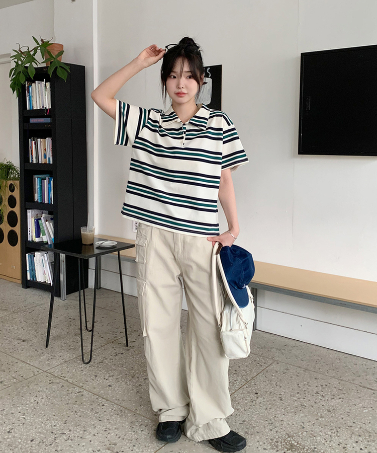 ストライプカラーTシャツ｜半袖Tシャツ｜韓国ファッション通販 SONA
