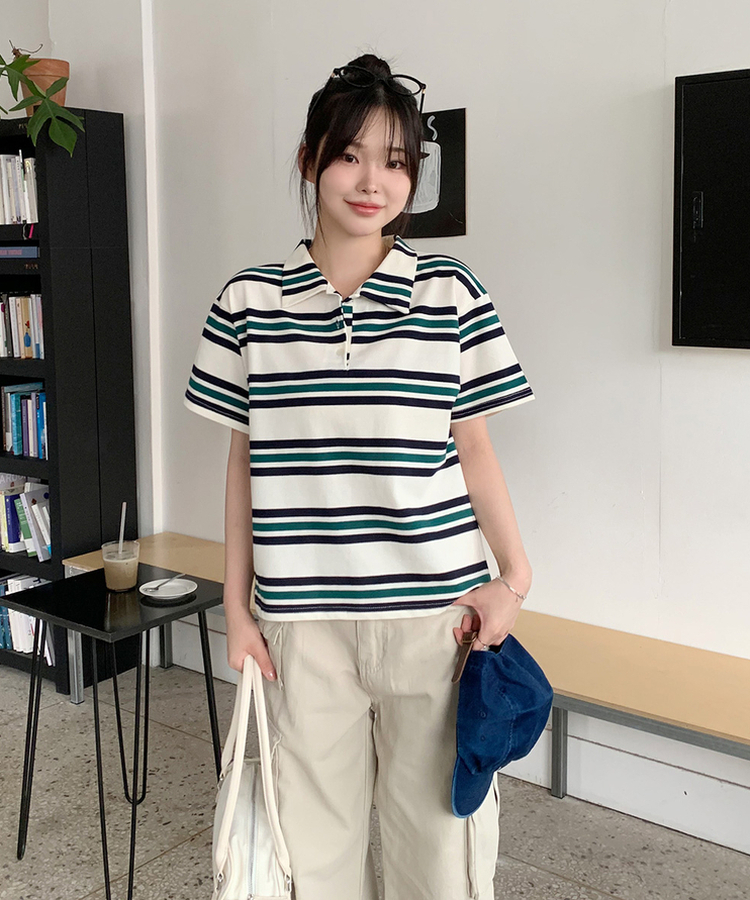 ストライプカラーTシャツ｜半袖Tシャツ｜韓国ファッション通販 SONA