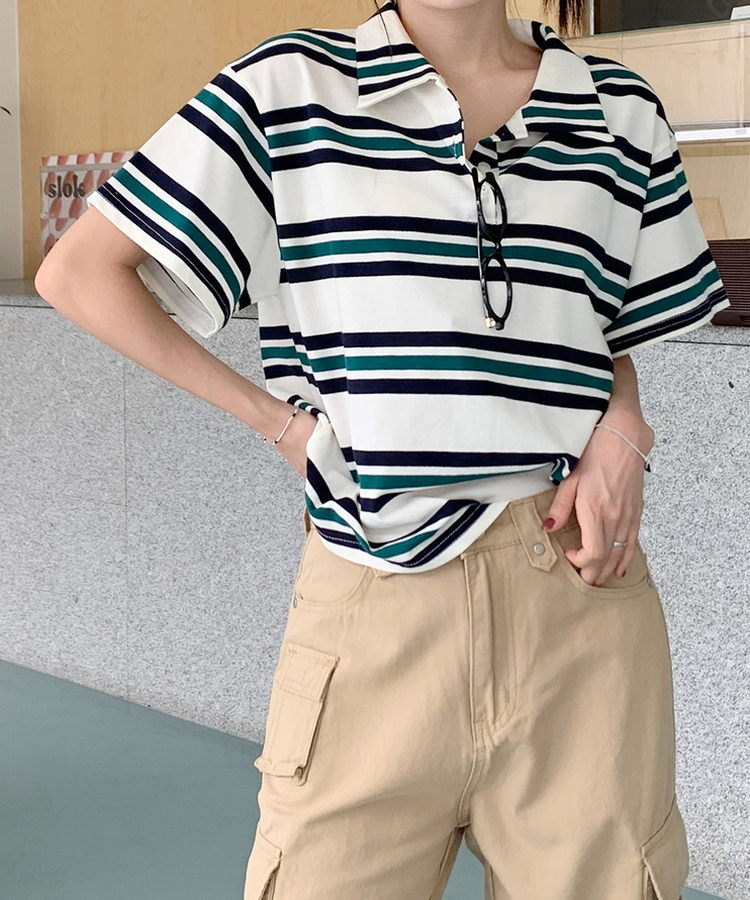 ストライプカラーTシャツ｜半袖Tシャツ｜韓国ファッション通販 SONA
