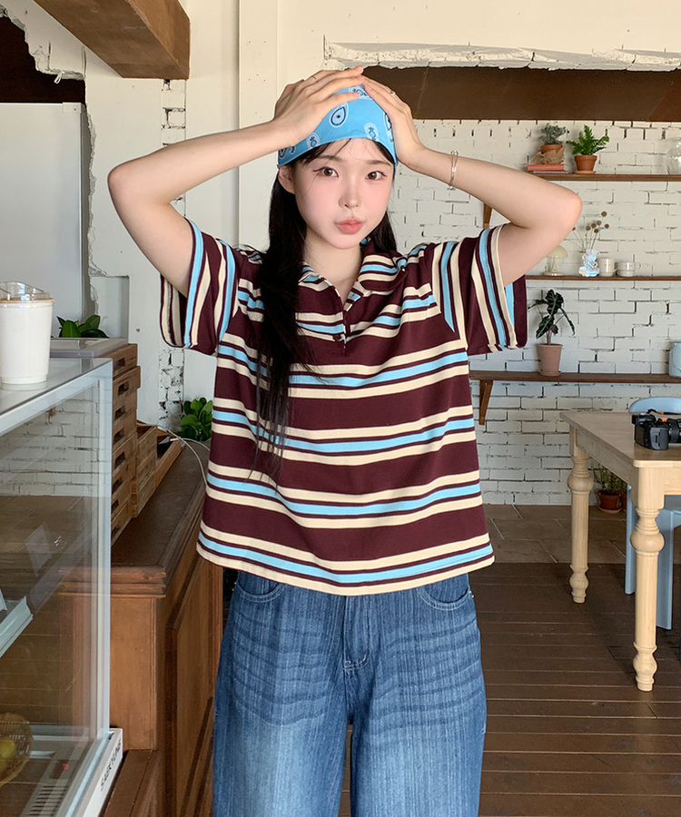 ストライプカラーTシャツ｜半袖Tシャツ｜韓国ファッション通販 SONA