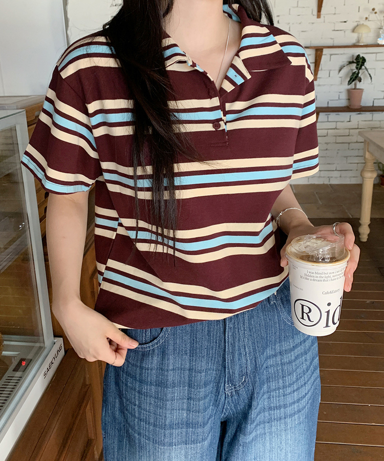 ストライプカラーTシャツ｜半袖Tシャツ｜韓国ファッション通販 SONA