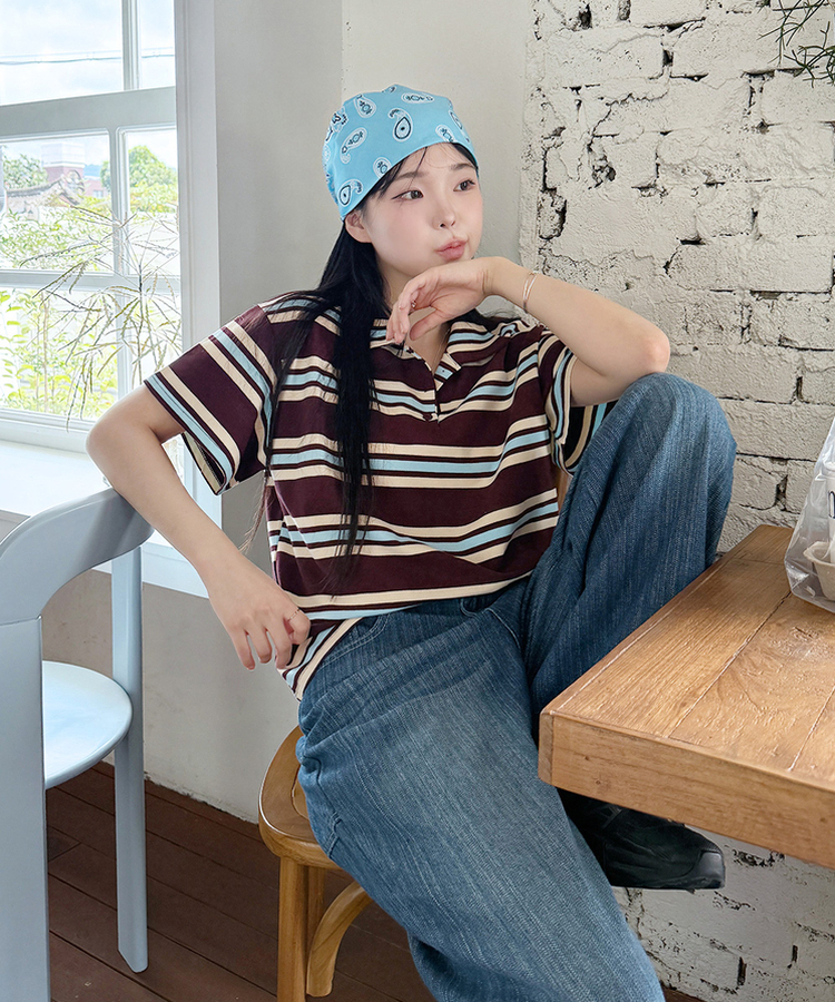 ストライプカラーTシャツ｜半袖Tシャツ｜韓国ファッション通販 SONA