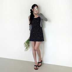 【SET】リボンフレアミニワンピース ボレロ GREY