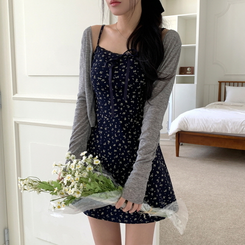 【SET】リボンフレアミニワンピース ボレロ GREY