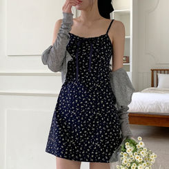 【SET】リボンフレアミニワンピース ボレロ GREY