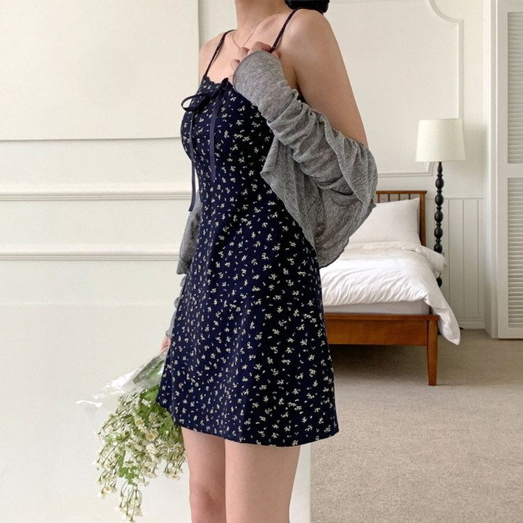 【SET】リボンフレアミニワンピース ボレロ GREY