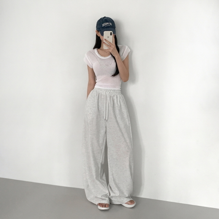 丈別】軽量サイドピンタッワイドトレーニングパンツ