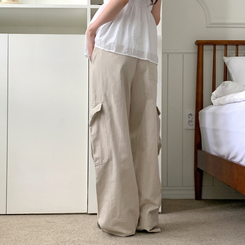 ヒップムードコットンワイドパンツ BEIGE