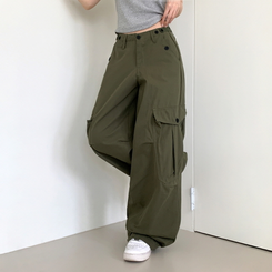 ヒップムードコットンワイドパンツ KHAKI