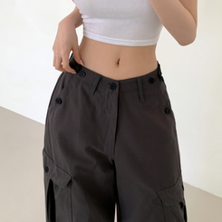 ヒップムードコットンワイドパンツ CHARCOAL