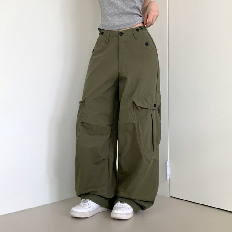 ヒップムードコットンワイドパンツ KHAKI