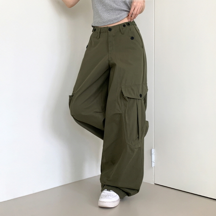 ヒップムードコットンワイドパンツ KHAKI