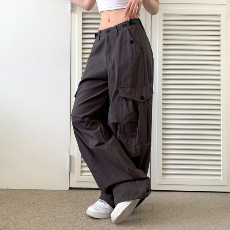 ヒップムードコットンワイドパンツ CHARCOAL