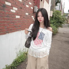 アメリカンオフショルダー長袖Tシャツ IVORY