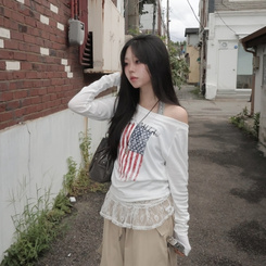 アメリカンオフショルダー長袖Tシャツ IVORY