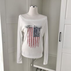 アメリカンオフショルダー長袖Tシャツ
