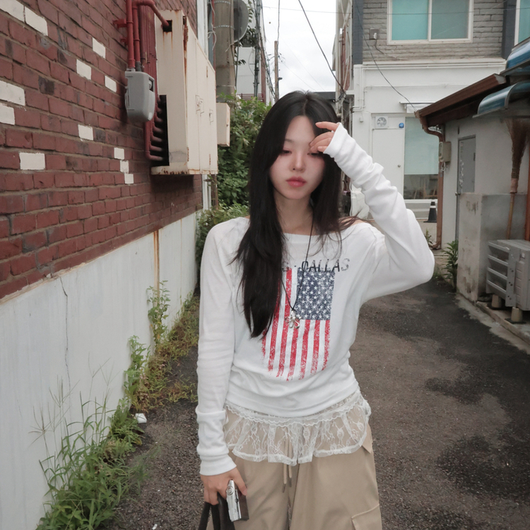 アメリカンオフショルダー長袖Tシャツ IVORY