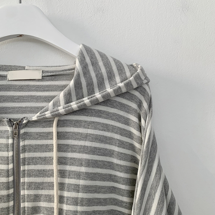 단가라 오버핏 스트라이프 간절기 여름 벌룬 후드집업