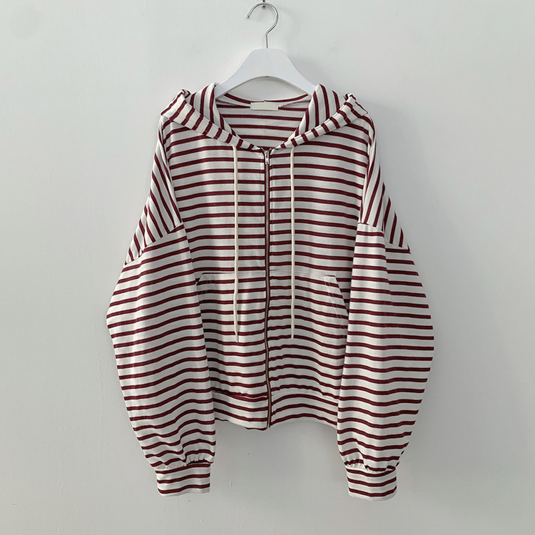 단가라 오버핏 스트라이프 간절기 여름 벌룬 후드집업