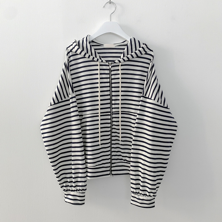 단가라 오버핏 스트라이프 간절기 여름 벌룬 후드집업