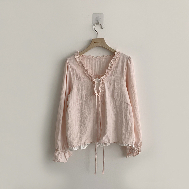 지금부터 초가을까지 크리스탈 퍼프 여름 긴팔 블라우스