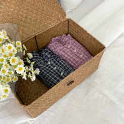 チェック半袖ブラウス