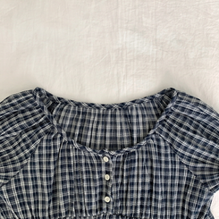 チェック半袖ブラウス