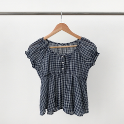 チェック半袖ブラウス