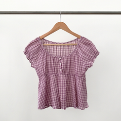 チェック半袖ブラウス