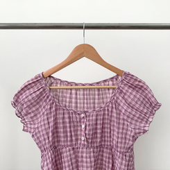 チェック半袖ブラウス