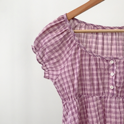 チェック半袖ブラウス