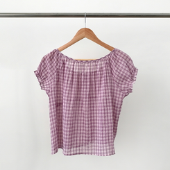 チェック半袖ブラウス