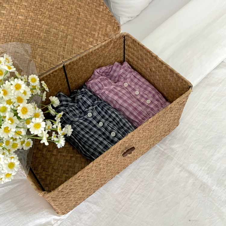 チェック半袖ブラウス