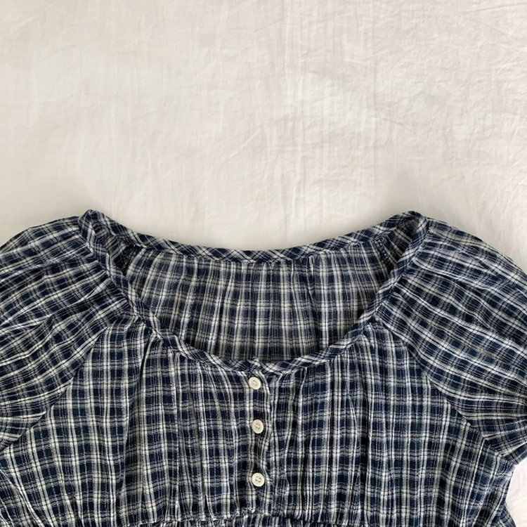 チェック半袖ブラウス