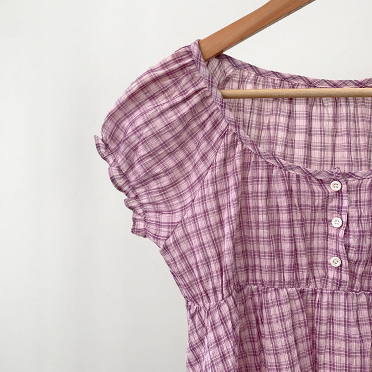 チェック半袖ブラウス