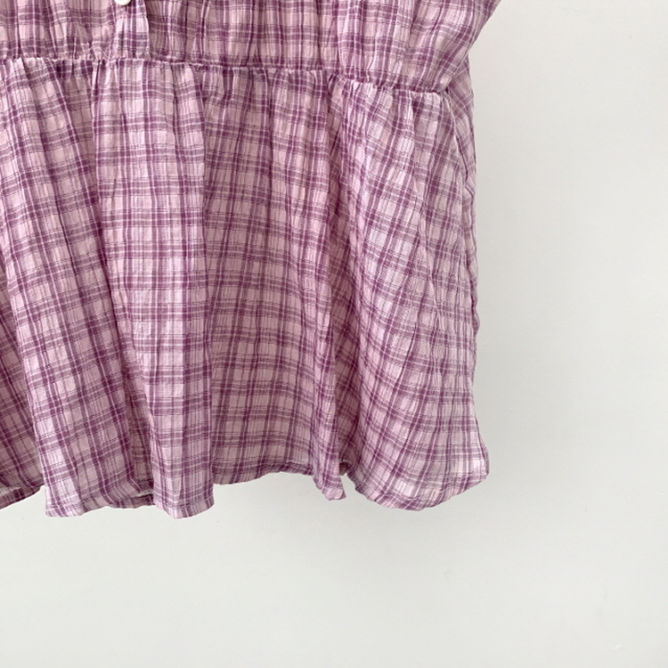 チェック半袖ブラウス