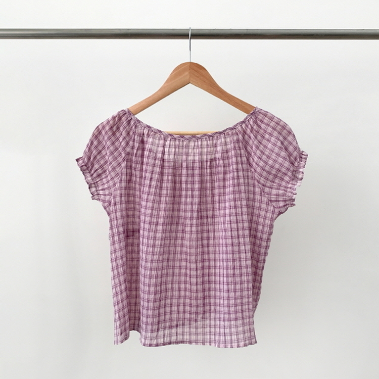 チェック半袖ブラウス